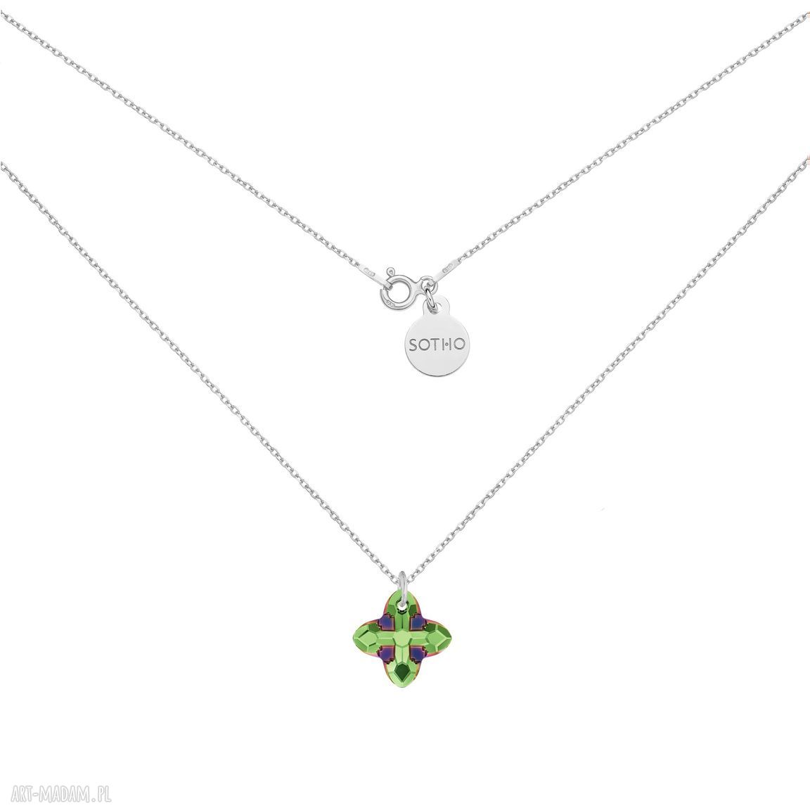 Srebrny naszyjnik kryształem swarovski® crystal kolorze zielonym