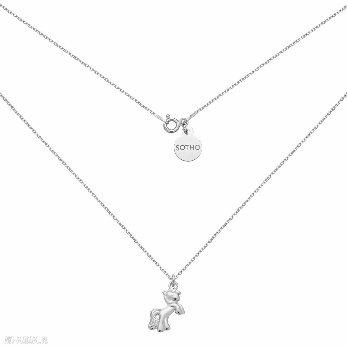 Srebrny naszyjnik kucykiem kucyk srebro modowy trendy łańcuszek