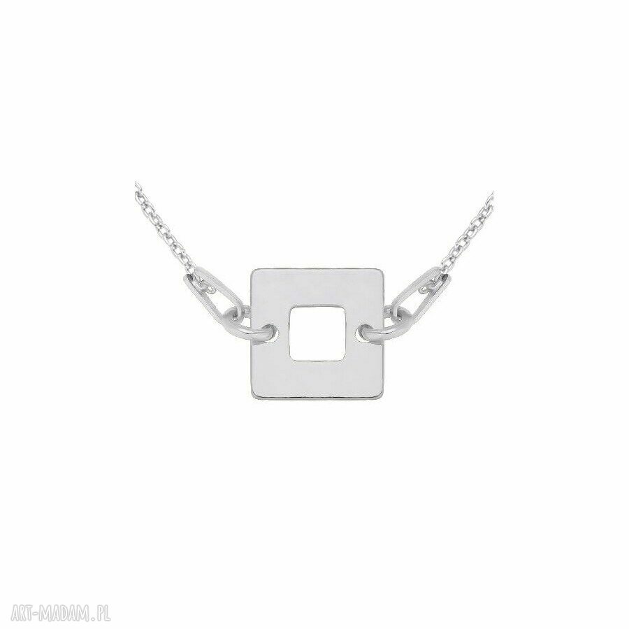 naszyjniki: Srebrny naszyjnik z kwadracikiem handmade