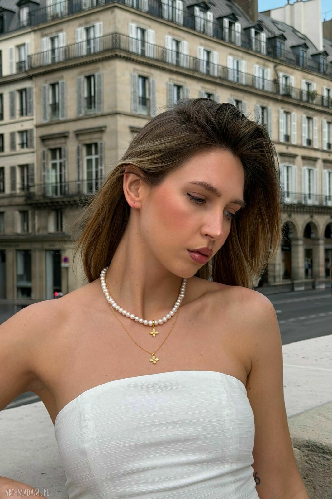 naszyjniki: Srebrny naszyjnik z kwiatkiem handmade