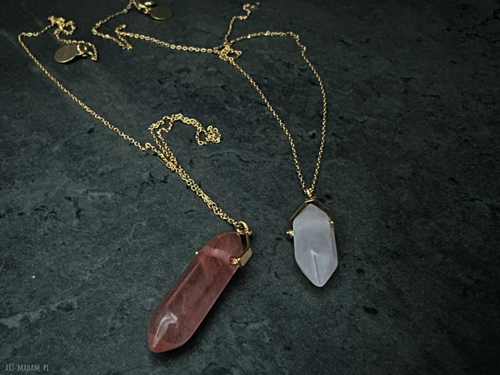 naszyjniki: Srebrny naszyjnik z małym kryształem górskim Ręcznie robione