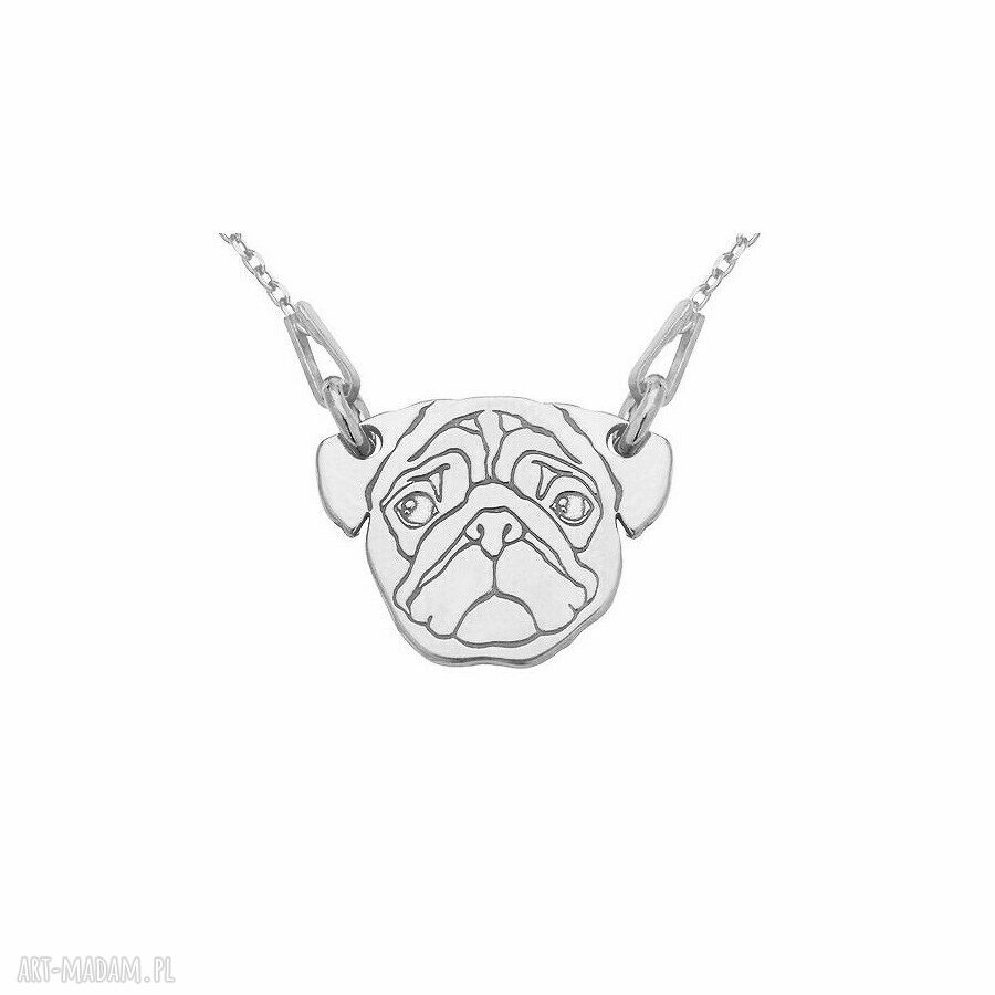 naszyjniki: srebrny naszyjnik z mopsem Handmade