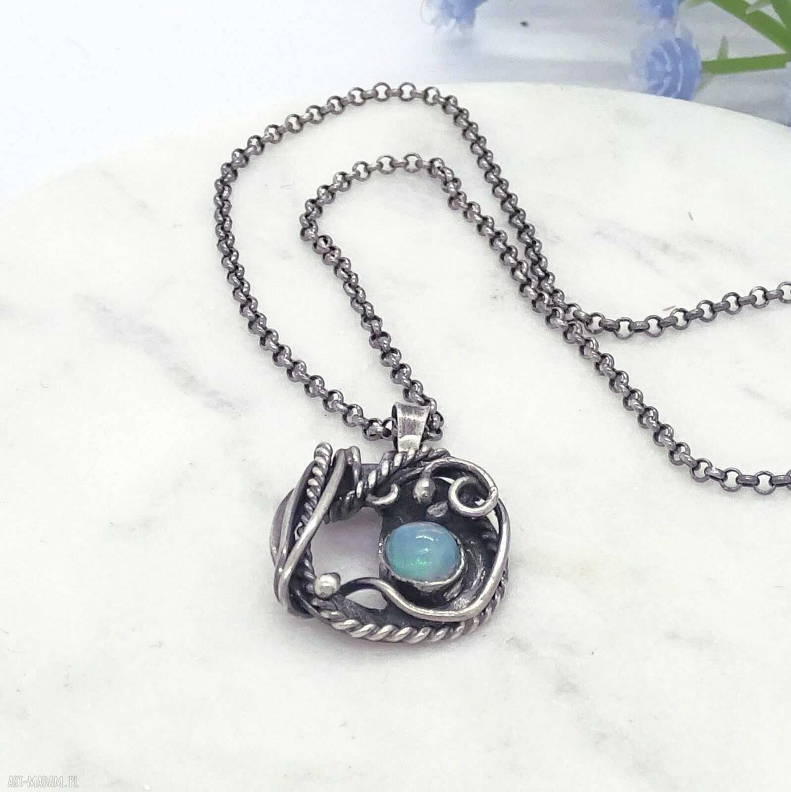 Srebrny naszyjnik z opalem etiopskim - Lunar Amulets (srebro 925)