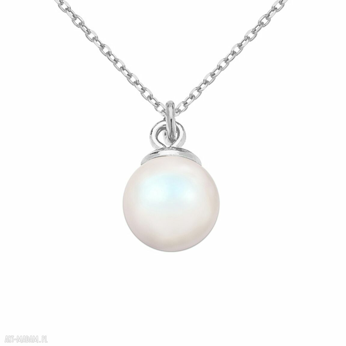 naszyjniki: Srebrny naszyjnik z opalizującą perłą SWAROVSKI® CRYSTAL Ręczne wykonanie