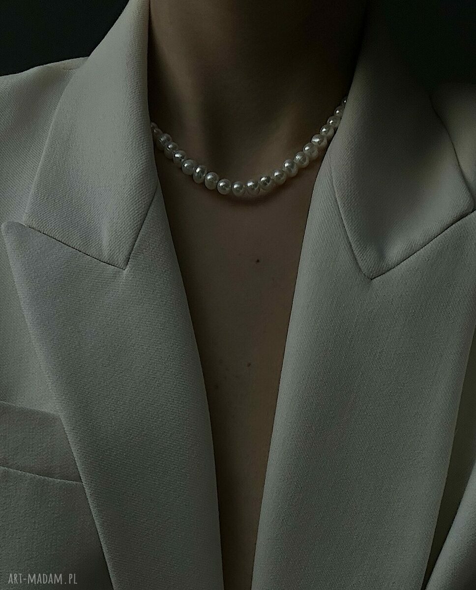 naszyjniki: Srebrny naszyjnik z pereł naturalnych ręcznie robione