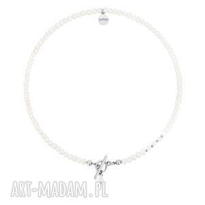 srebrny naszyjnik z pereł naturalnych i kamieni księżycowych