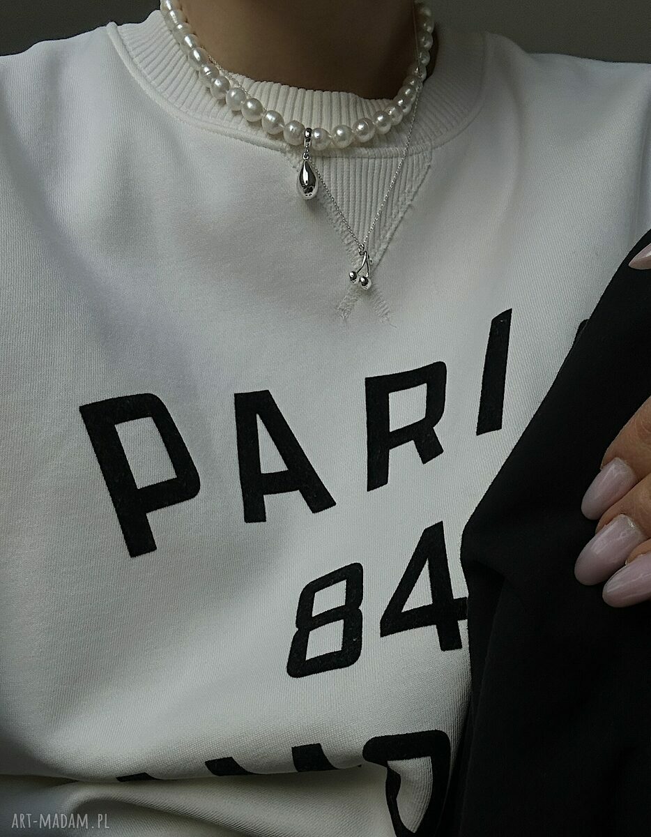 naszyjniki: Srebrny naszyjnik z pereł naturalnych z kroplą hand made