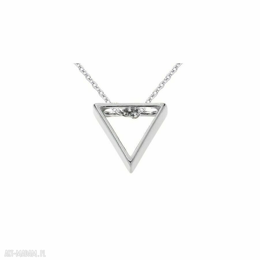 naszyjniki: SREBRNY NASZYJNIK Z PRZESTRZENNYM TRÓJKĄTEM Handmade