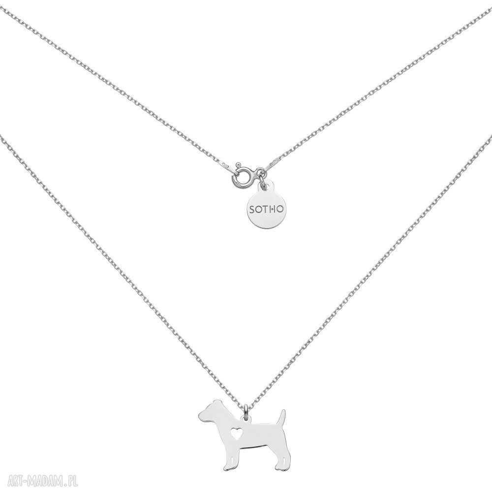 Srebrny naszyjnik psem jack russell terrier pies rasa russel