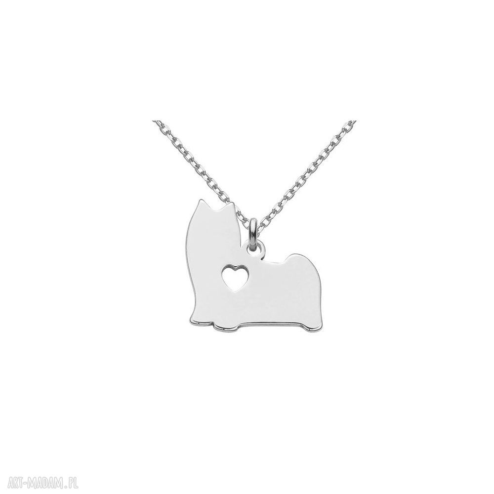 naszyjniki: Srebrny naszyjnik z psem rasy shih tzu Handmade