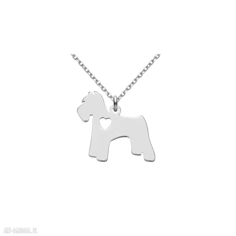 naszyjniki: Srebrny naszyjnik z psem rasy sznaucer Ręcznie wykonane