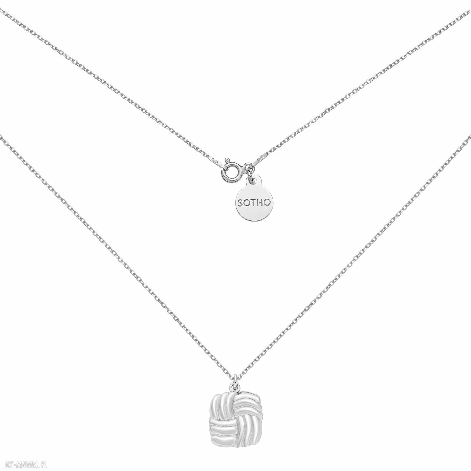 Srebrny naszyjnik retro kwadratem kwadrat modny oraz