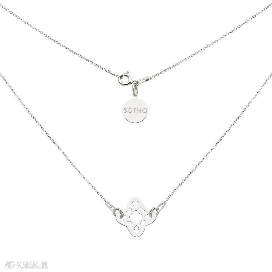 Srebrny naszyjnik rozetą srebro rozetka celebrytka modowy