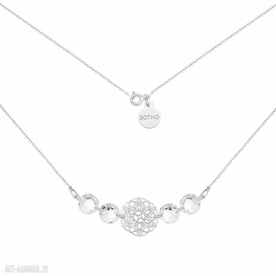 Srebrny naszyjnik z rozetką i kryształami Swarovski Crystal - srebro 925