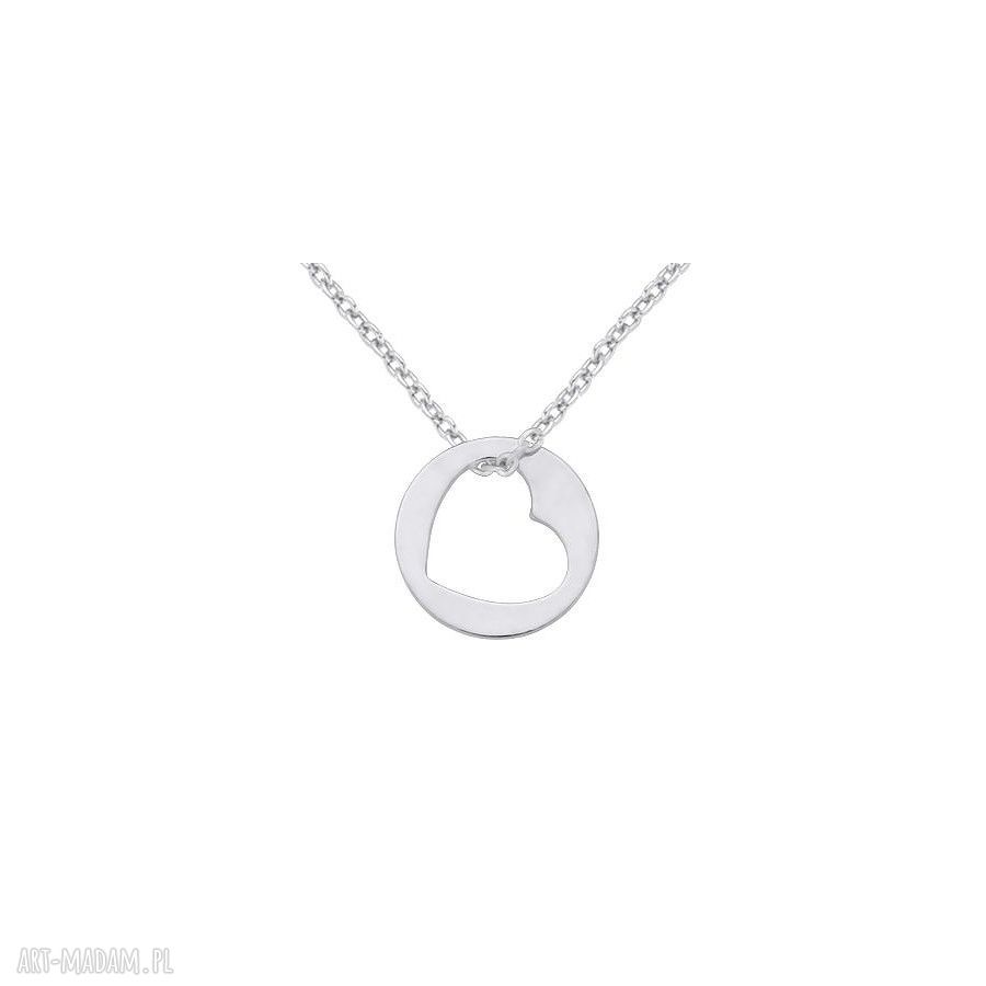 naszyjniki: Srebrny naszyjnik z serduszkiem w kółeczku handmade