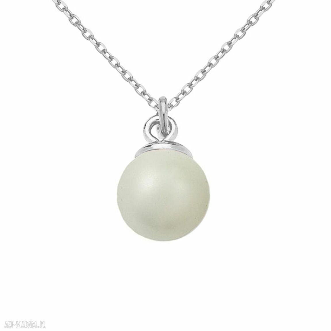 naszyjniki: Srebrny naszyjnik z szarą perłą SWAROVSKI® CRYSTAL Ręcznie wykonane