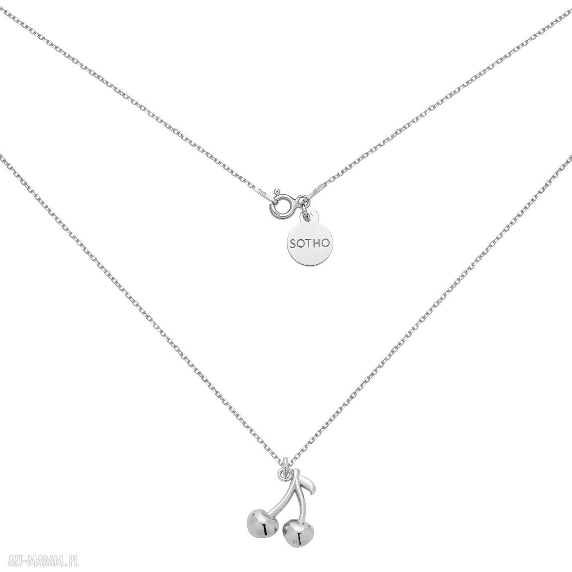 Srebrny naszyjnik wisienkami srebro wisienki łańcuszek modowy