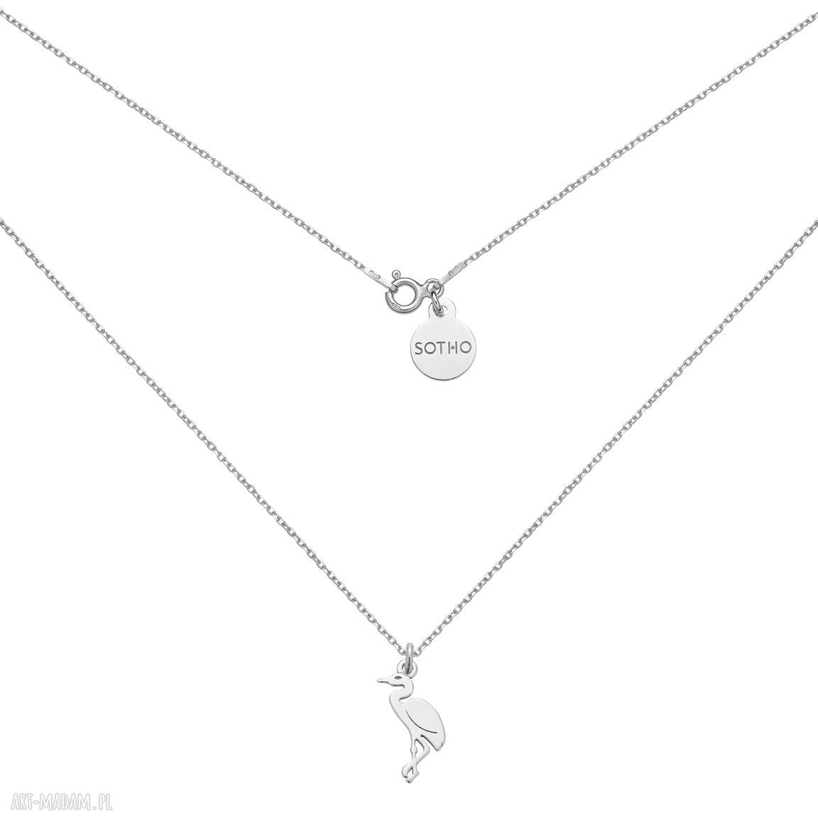 Srebrny naszyjnik żurawiem żuraw srebro modowy trendy łańcuszkowy