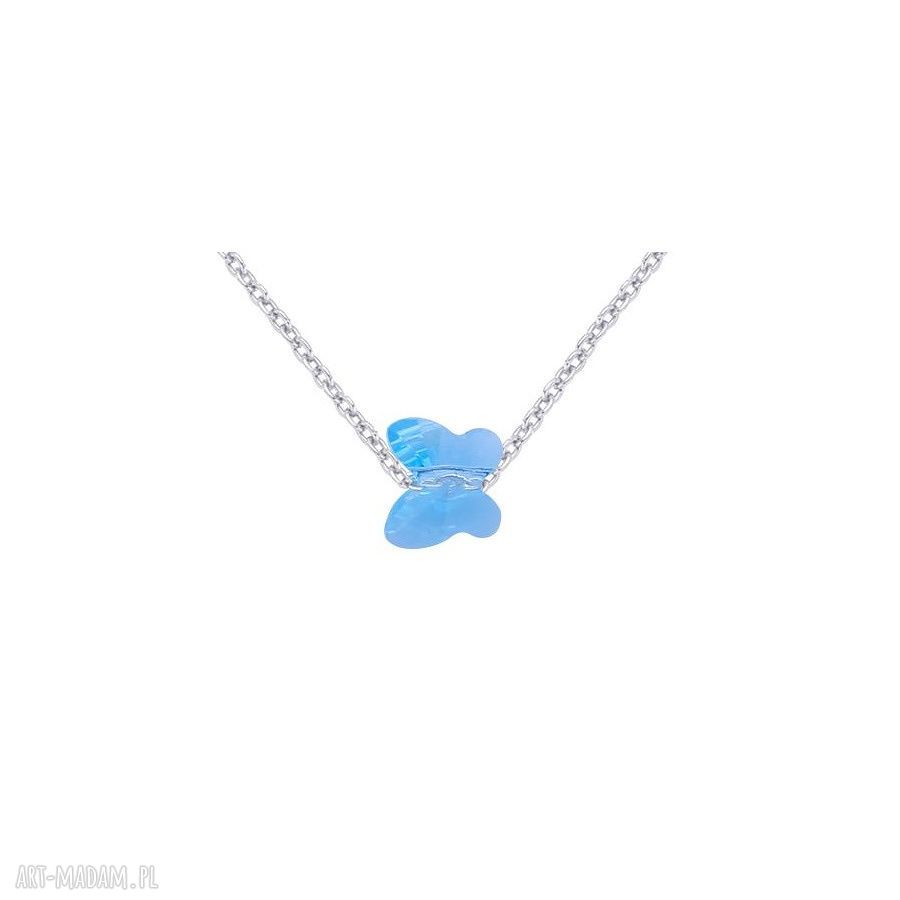 naszyjniki: Srebrny naszyjnik zdobiony niebieskim motylkiem SWAROVSKI® CRYSTAL hand made