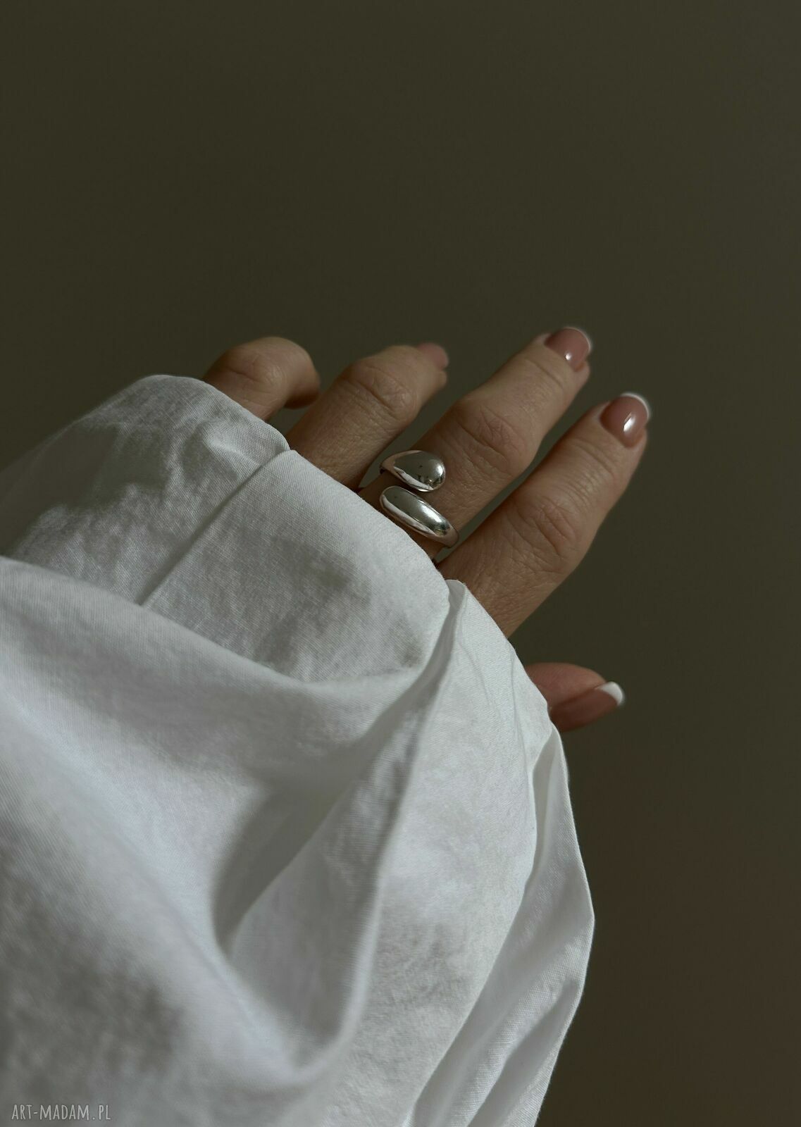 pierścionki: Srebrny pierścionek krople handmade