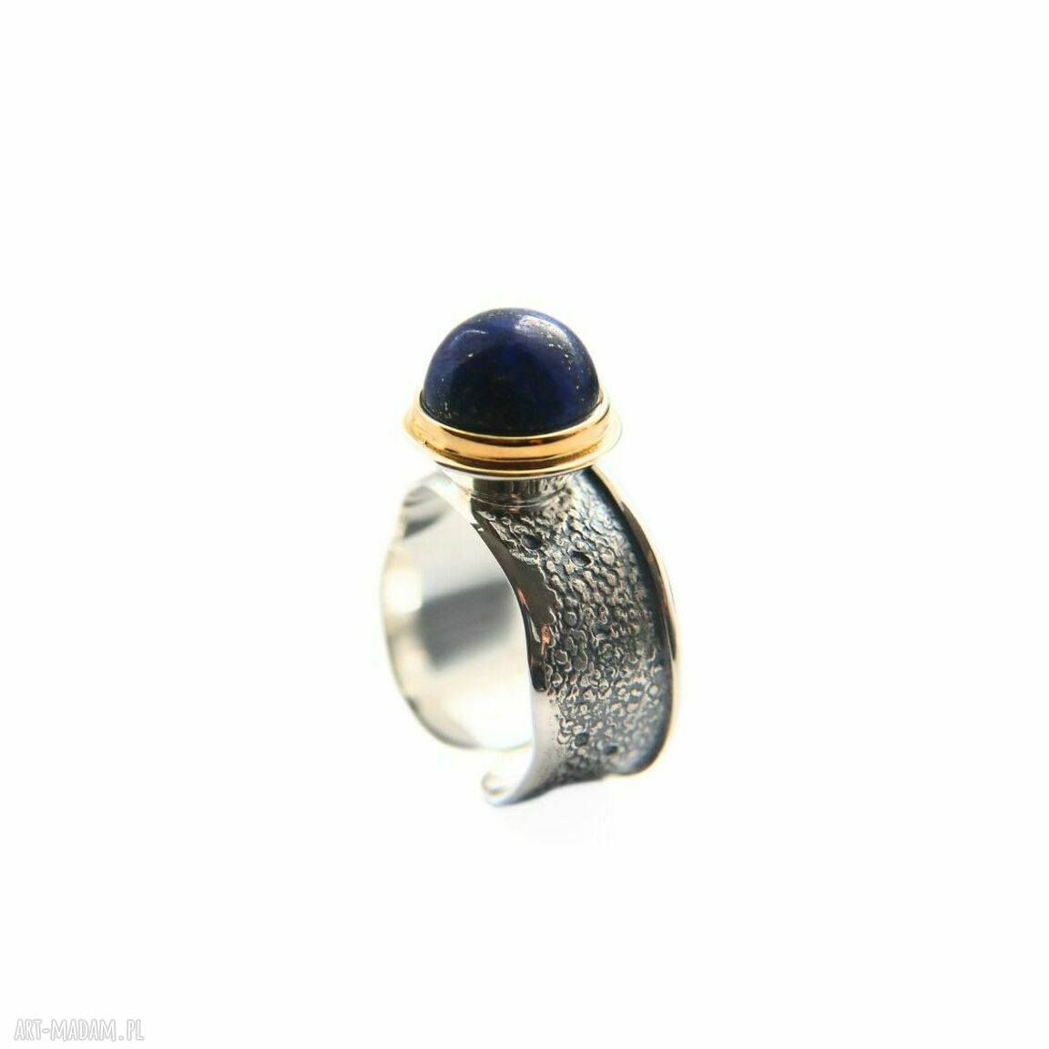 Srebrny pierścionek z lapis lazuli - srebro 925, regulowana obrączka