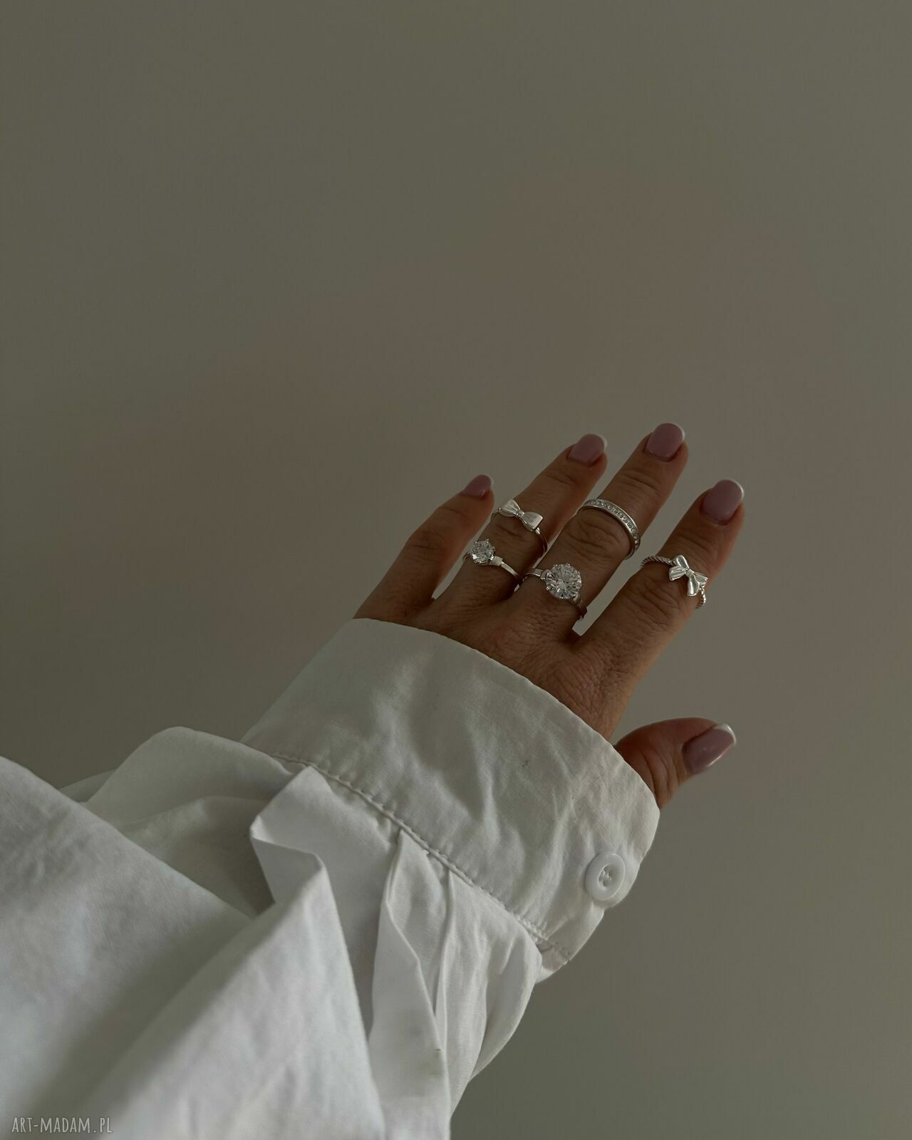 pierścionki: Srebrny pierścionek z dużą cyrkonią r. 19 Hand Made