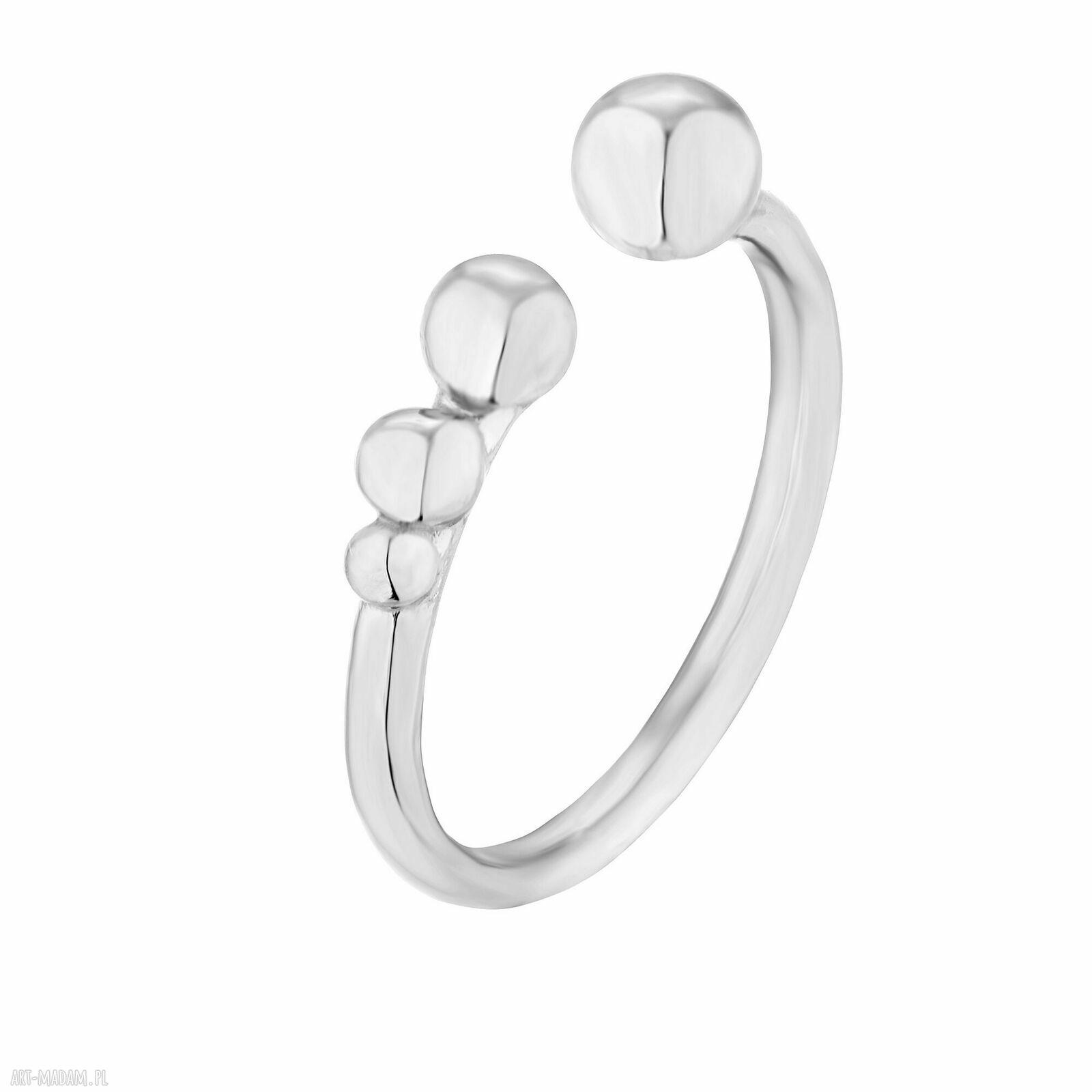 Srebrny kuleczkami pierscionek srebro kulki delikatny