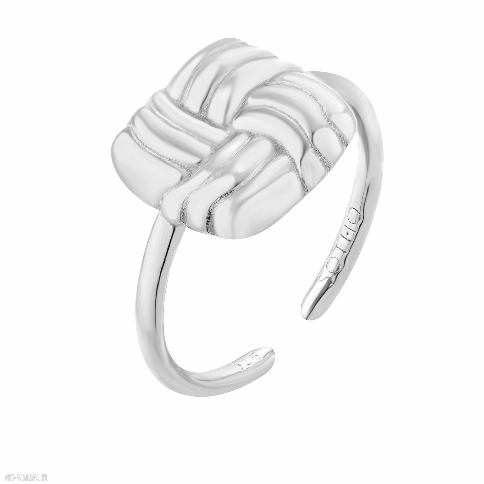 Srebrny pierścionek retro kwadratem uniwersalny modny kwadrat