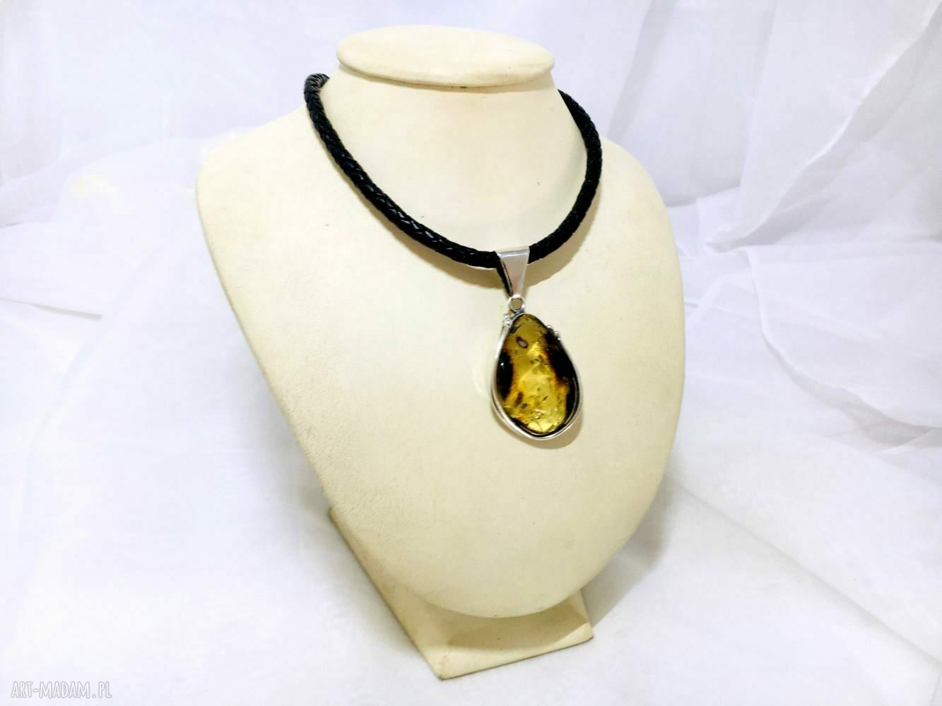 Srebrny wisior z bursztynem bałtyckim - Srebro 925 (handmade)