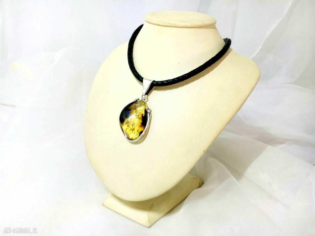 Srebrny wisior z bursztynem bałtyckim - Srebro 925 (handmade)