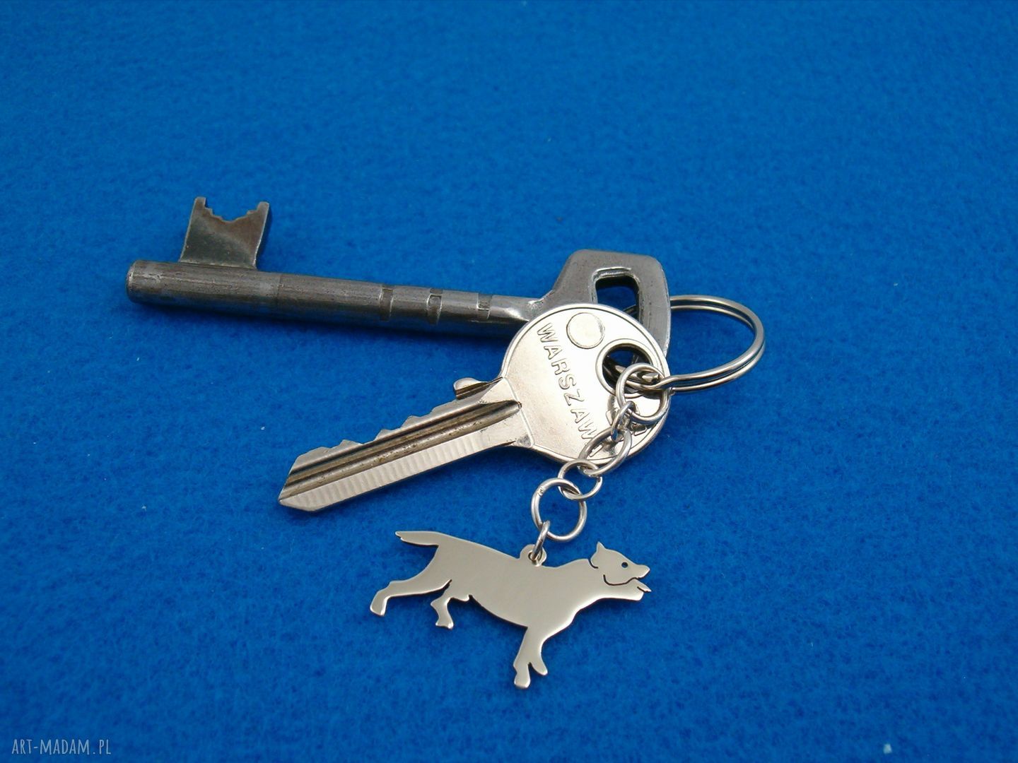 Brelok Amstaff ze srebra 925 - ręcznie wykonany