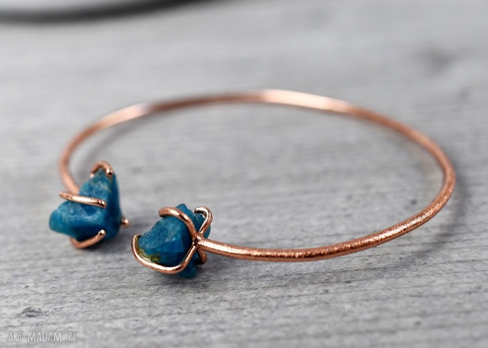 Apatyt 925 18k różowo pozł bransoletka kamień minerał pozłacane