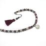 niepowtarzalne bransoletki srebro boho - / garnet - moonstone/