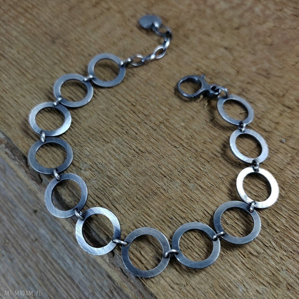 Bransoletka HOOP z oksydowanego srebra 925 - blaszka 1,2 cm