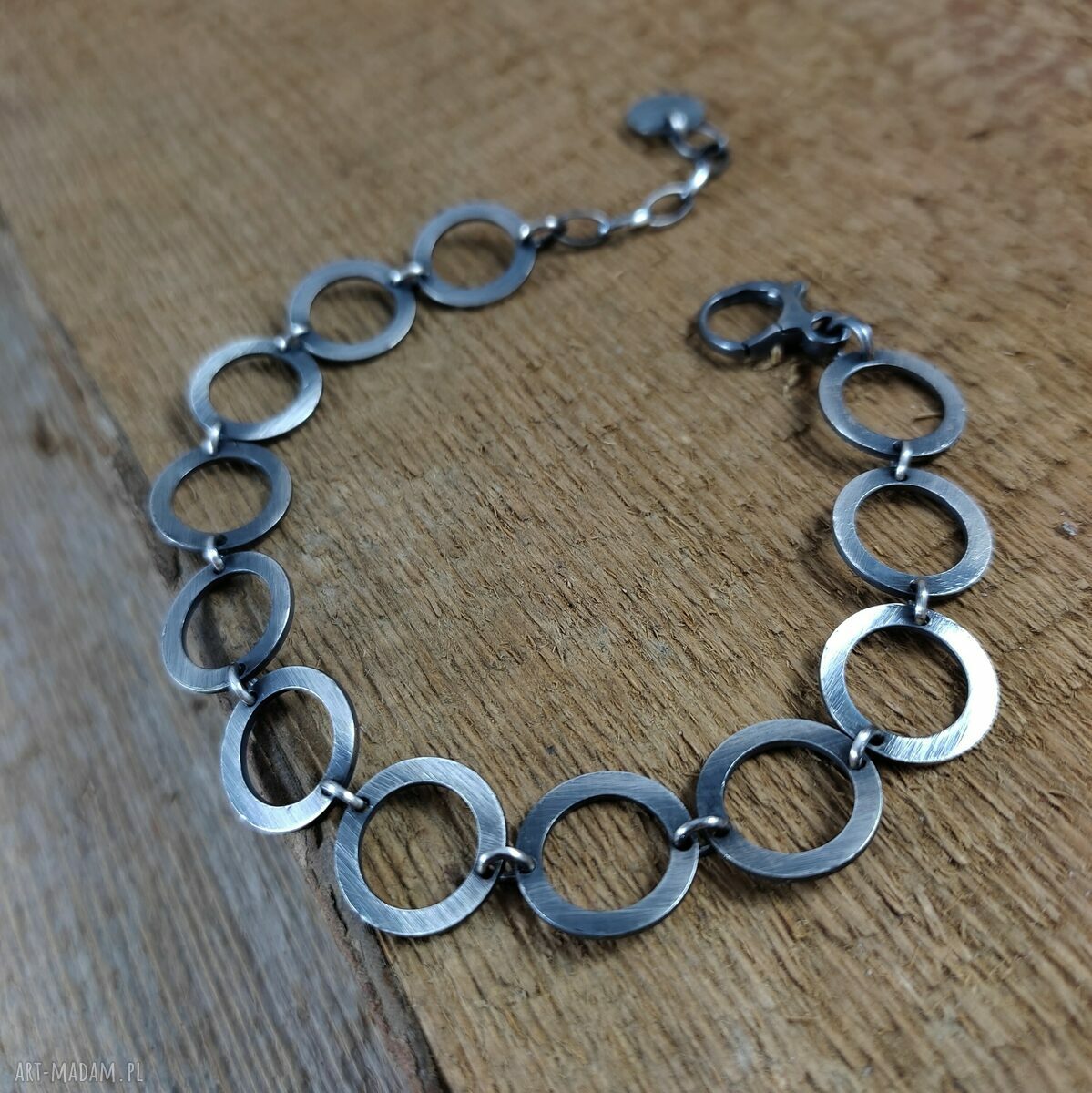 Bransoletka HOOP z oksydowanego srebra 925 - blaszka 1,2 cm