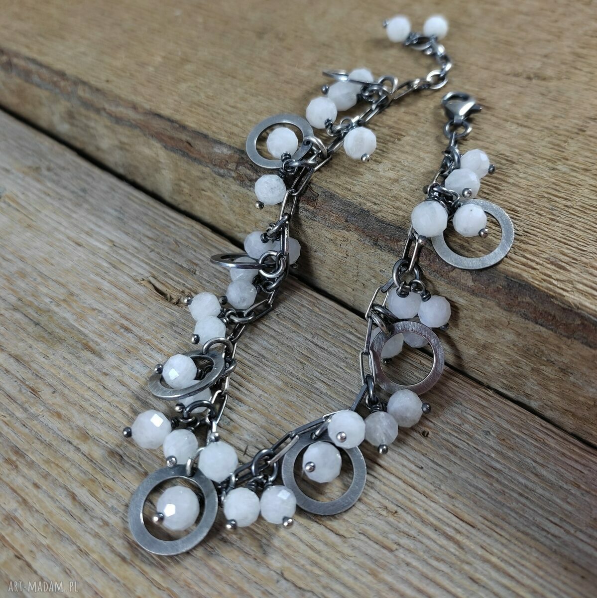 Bransoletka z kamienia księżycowego - srebro 925 oksydowane