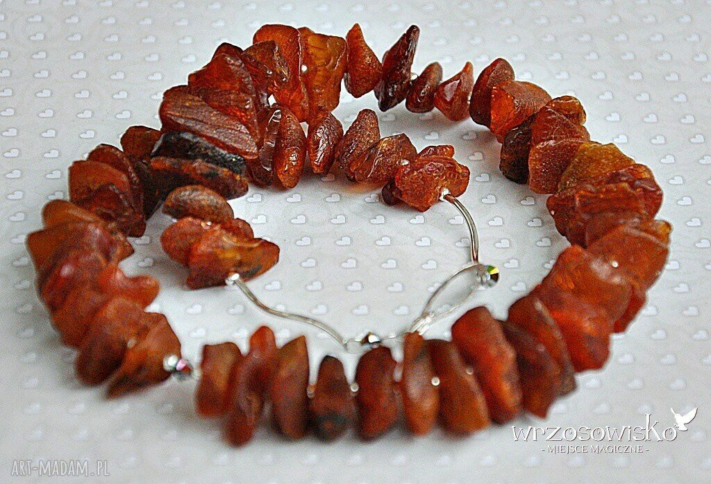 Bursztyn i Swarovski hand made