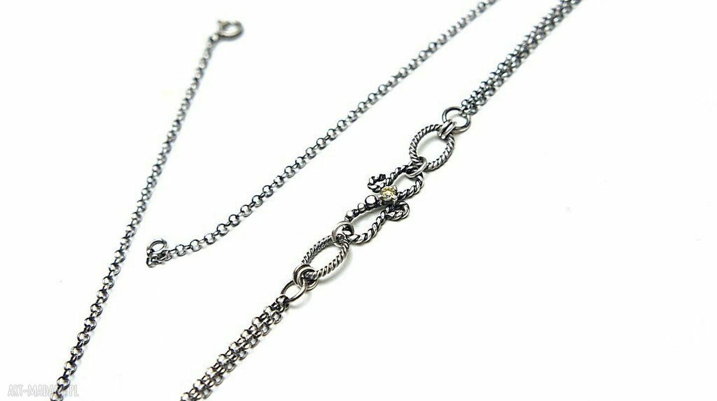 Chain vol naszyjnik srebro oksydowane cyrkonia łańcuszek choker