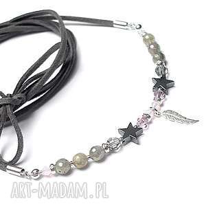 choker 2 w 1 - grey pink