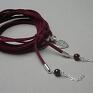 srebrne naszyjniki zamsz choker 2w1 - burgund