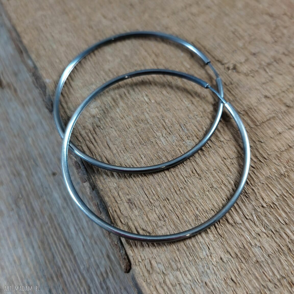 Duże kolczyki koła ze srebra 925 - oksydowane i wypolerowane 4,9 cm
