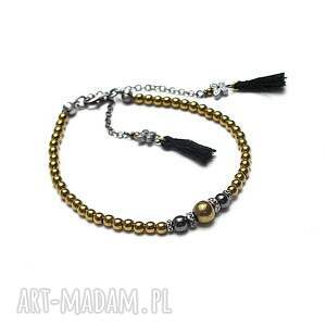 hematite line - gold-black - bransoletka