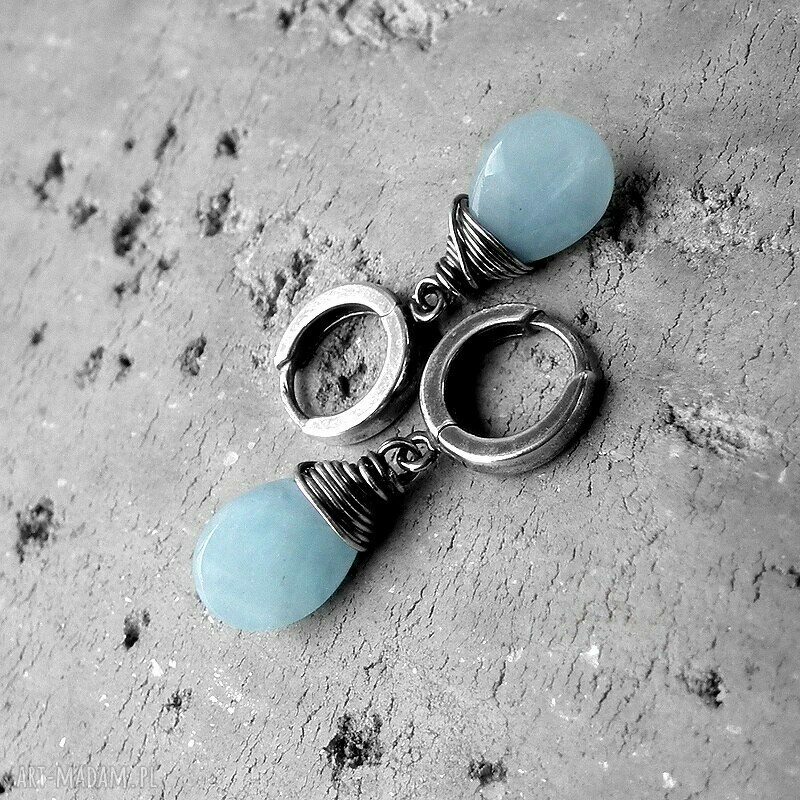 kolczyki: Srebro i błekitny morganit kolczyki. HandMade