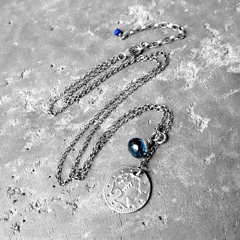 naszyjniki: Srebro i granatowy kwarc naszyjnik SHE. hand made