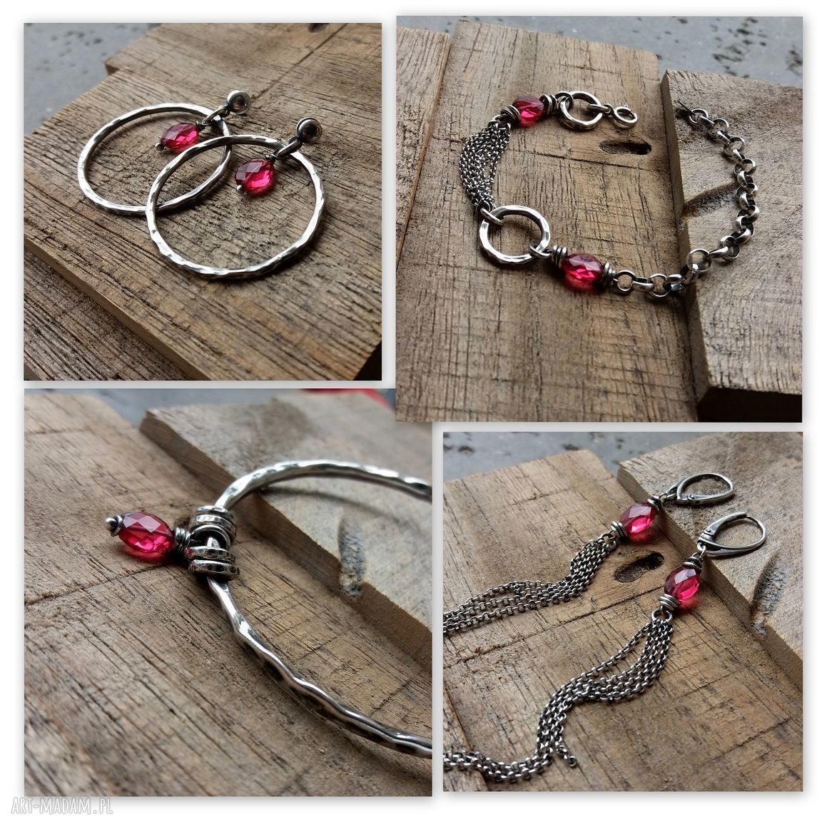 bransoletki: SREBRO I KWARC RÓZOWY BRANSOLETKA ŁAŃCUSZKOWA Z KAMIENIAMI. Autorskie