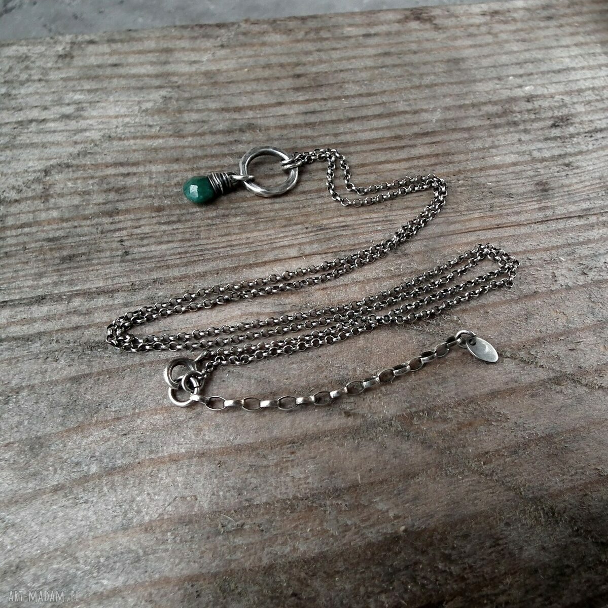 naszyjniki: SREBRO I SZMARAGD DELIKATNY NASZYJNIK. hand made