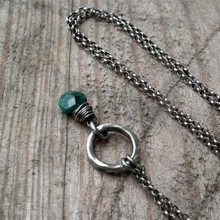 naszyjniki: SREBRO I SZMARAGD DELIKATNY NASZYJNIK. hand made