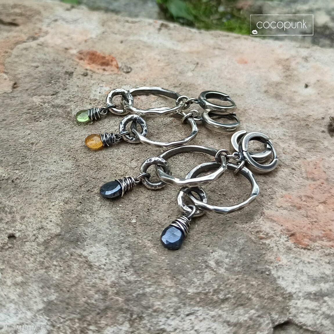 kolczyki: SREBRO I TURMALIN SPINEL / PERIDOT KOLCZYKI WISZĄCE. autorskie