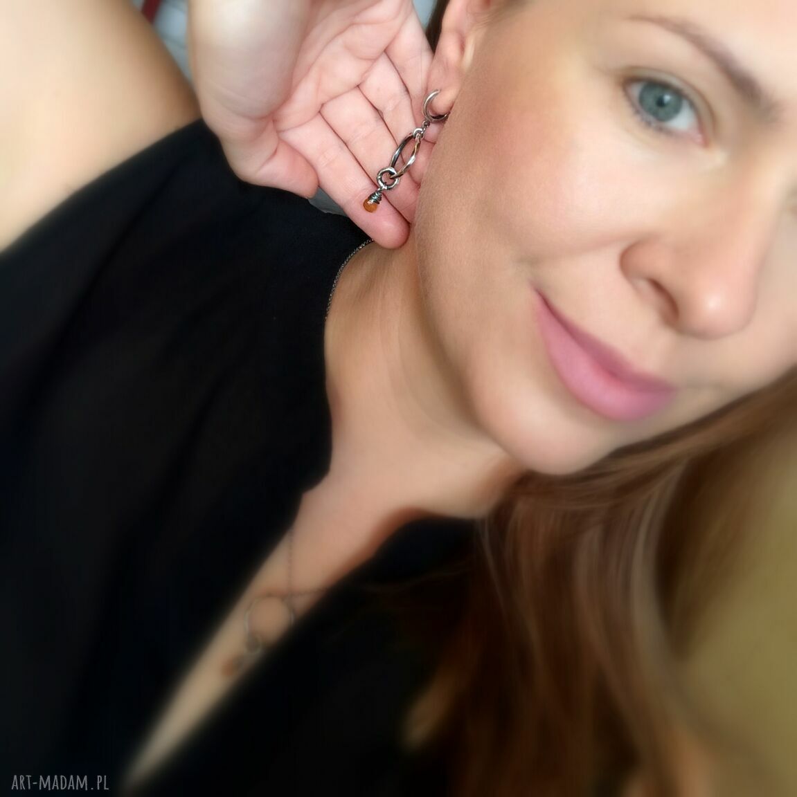 kolczyki: SREBRO I TURMALIN SPINEL / PERIDOT KOLCZYKI WISZĄCE. autorskie