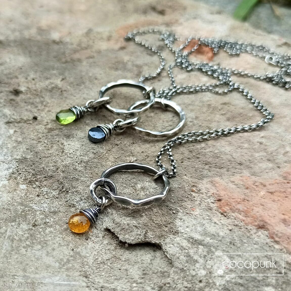 Srebro turmalin spinel peridot naszyjnik kamieniem codzienny